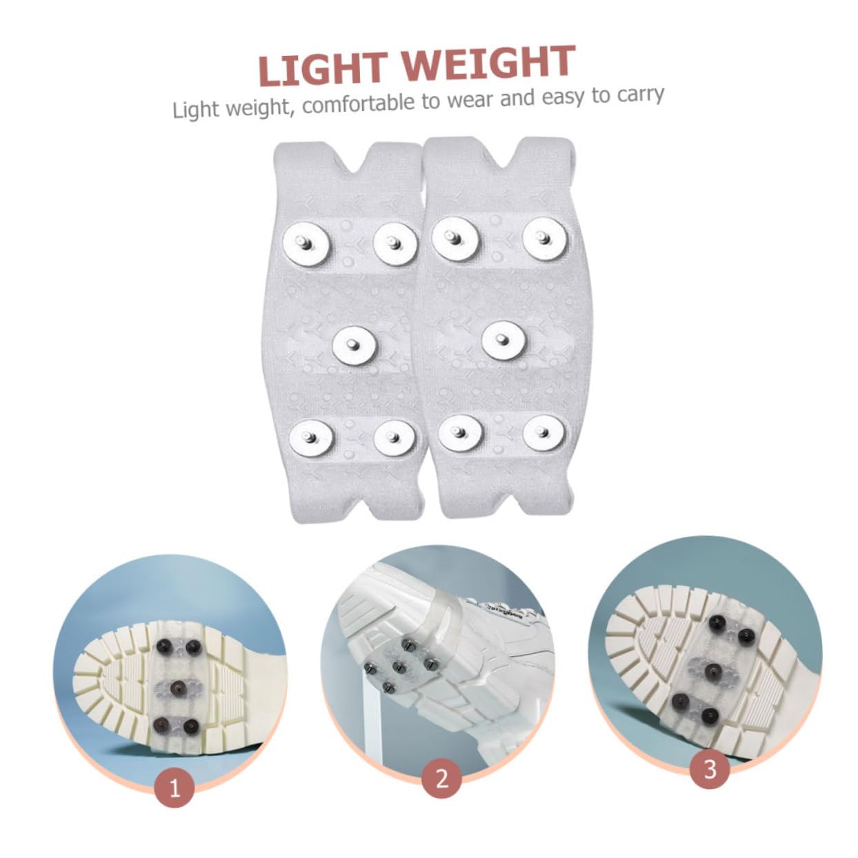 WOFASHPURET 2pcs - Ice Grippers for Boots Lightweight Non-Skid Crampon Spikes Traction Cleats for Hiking Walking Jogging and Climbing