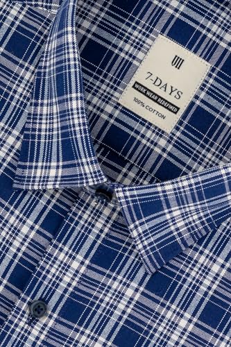 Image of 7-DAYS Men's Premium Checks Formal Shirt - Cotton Rich, Regular Fit, Full Sleeve, with Pocket, Wrinkle Resistant - Stylish Office & Everyday Wear.