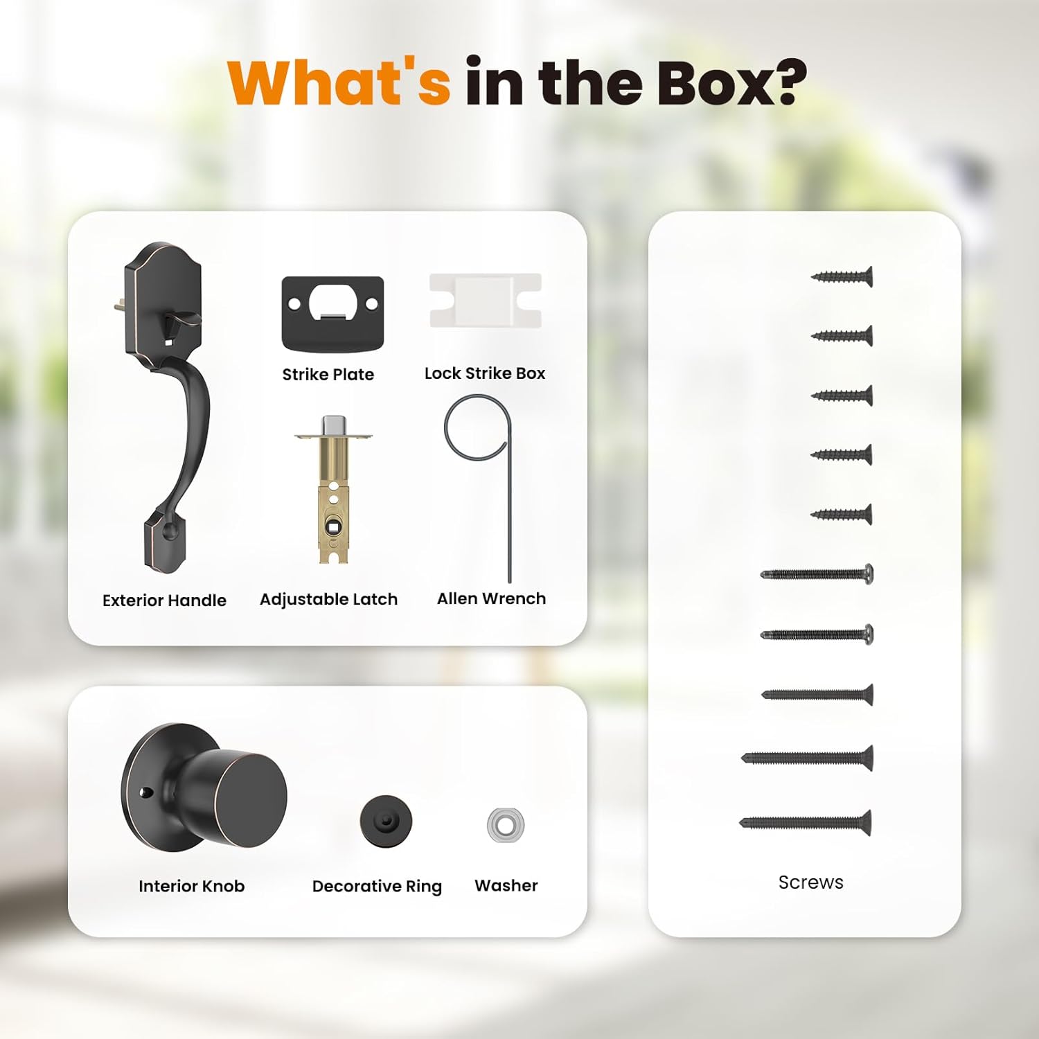 HOSOM Front Door Handle Set, Exterior Door Handle with Door Knob, No Lock, Entry Door Handleset for Right & Left-Handed Doors, Oil Rubbed Bronze