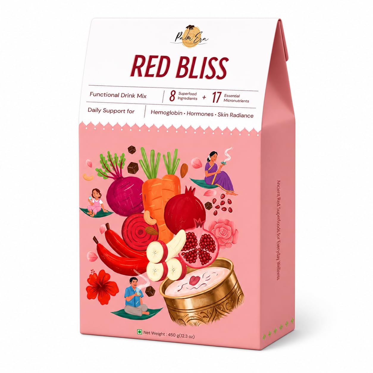 Palm Era Red Bliss Plant-Based Superfood Powder 450g | Red Banana, Beetroot, Pomegranate & Hibiscus | Daily Nutrition Blend | No Added Sugar-image-17