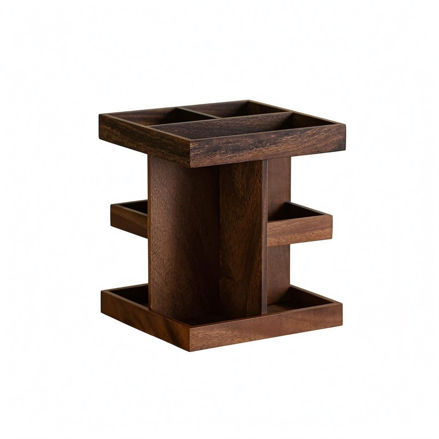 Dark Brown Multi-Compartment Storage Rack Uncovered Top Rotating Storage Rack Space-Saving Wood Desk Organizer Sturdy, Rotatable Rack|Sewing Boxes & Storage|Crafts-image-34