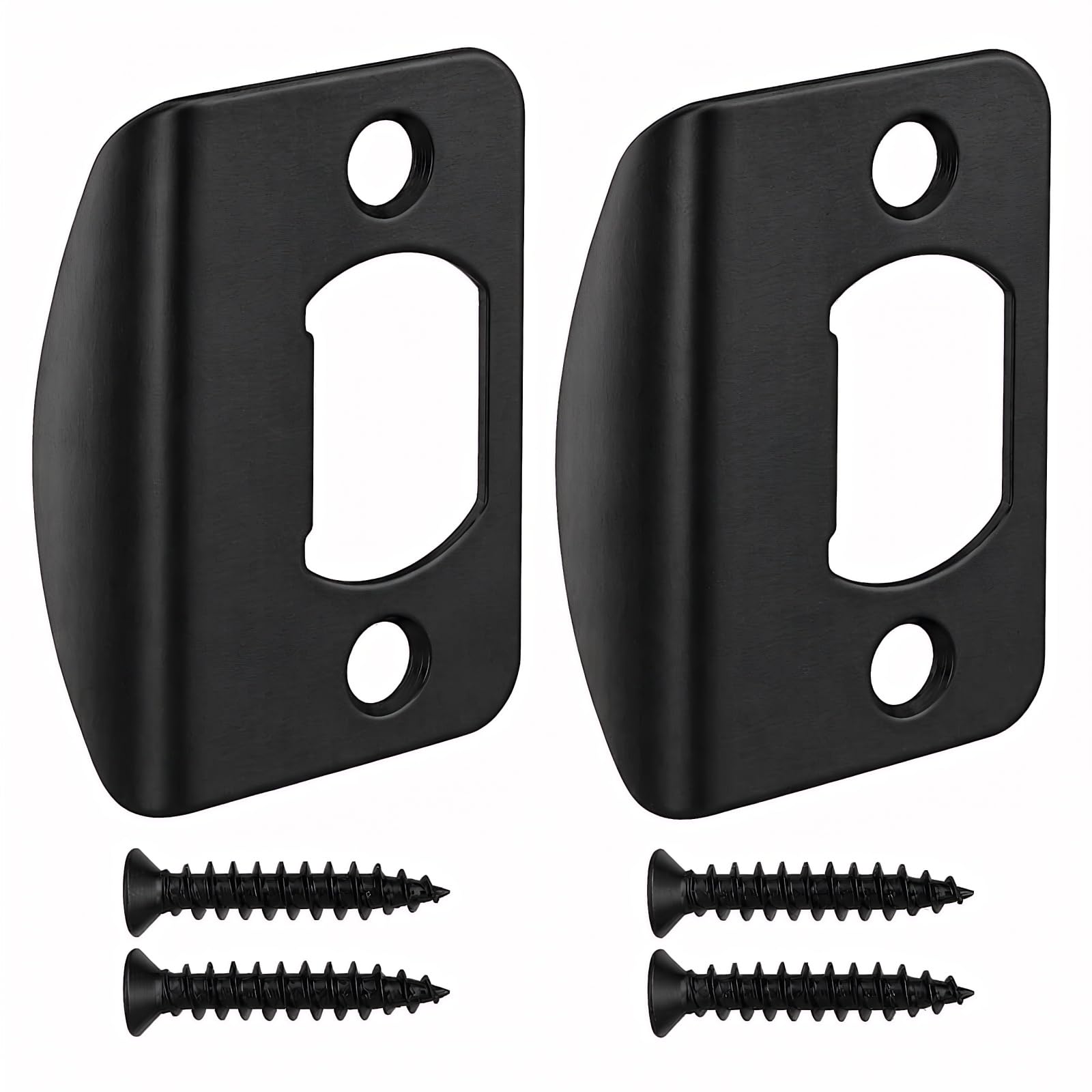 Siwil Door Strike Plate Univeral, 2-1/4 inch x 1-7/16 inch, Round Corner - 2 Pack (Black)