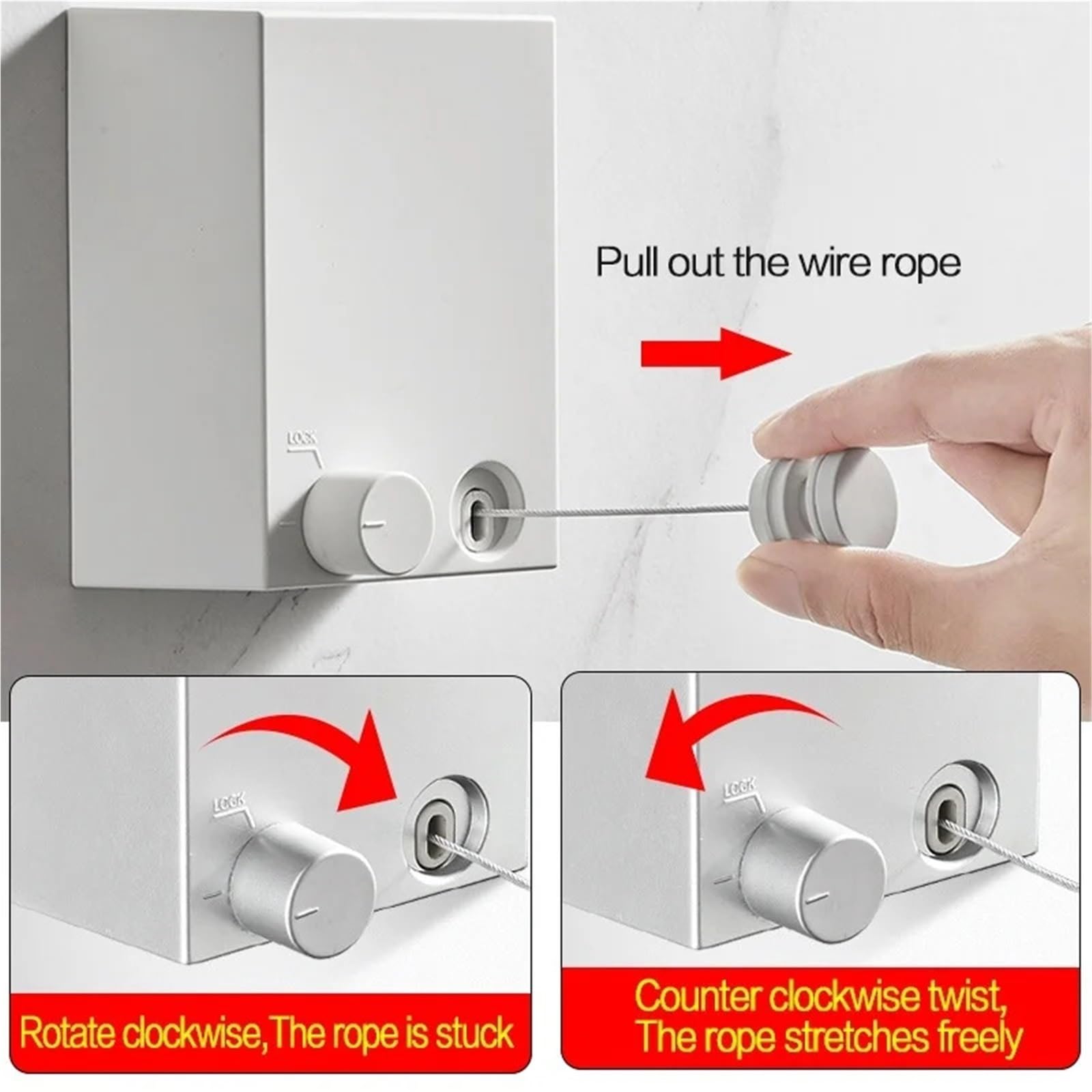 Wäscheleine, ausziehbar, aus Edelstahl, for Herausziehen der Wäschetrocknungsmaschine, Seil, platzsparendes Gestell for den Haushalt für Wäsche
