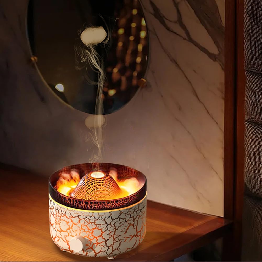 Diffuseur D'Huiles Essentielles D'Aromathérapie 560ml Ultrasonique Brume Fraîche Flamme & Volcan 2 Modes de Brume Prise US