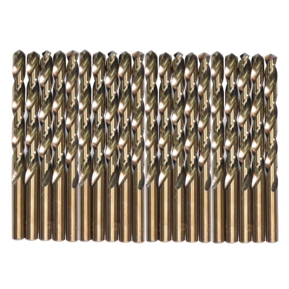1/4" Cobalt Drill Bits(20PCS), M35 HSSCO High Speed Steel Jobber Length Twist Drill Bit Set for Hardened Metal, Stainless Steel, Cast Iron, Plastic and Wood