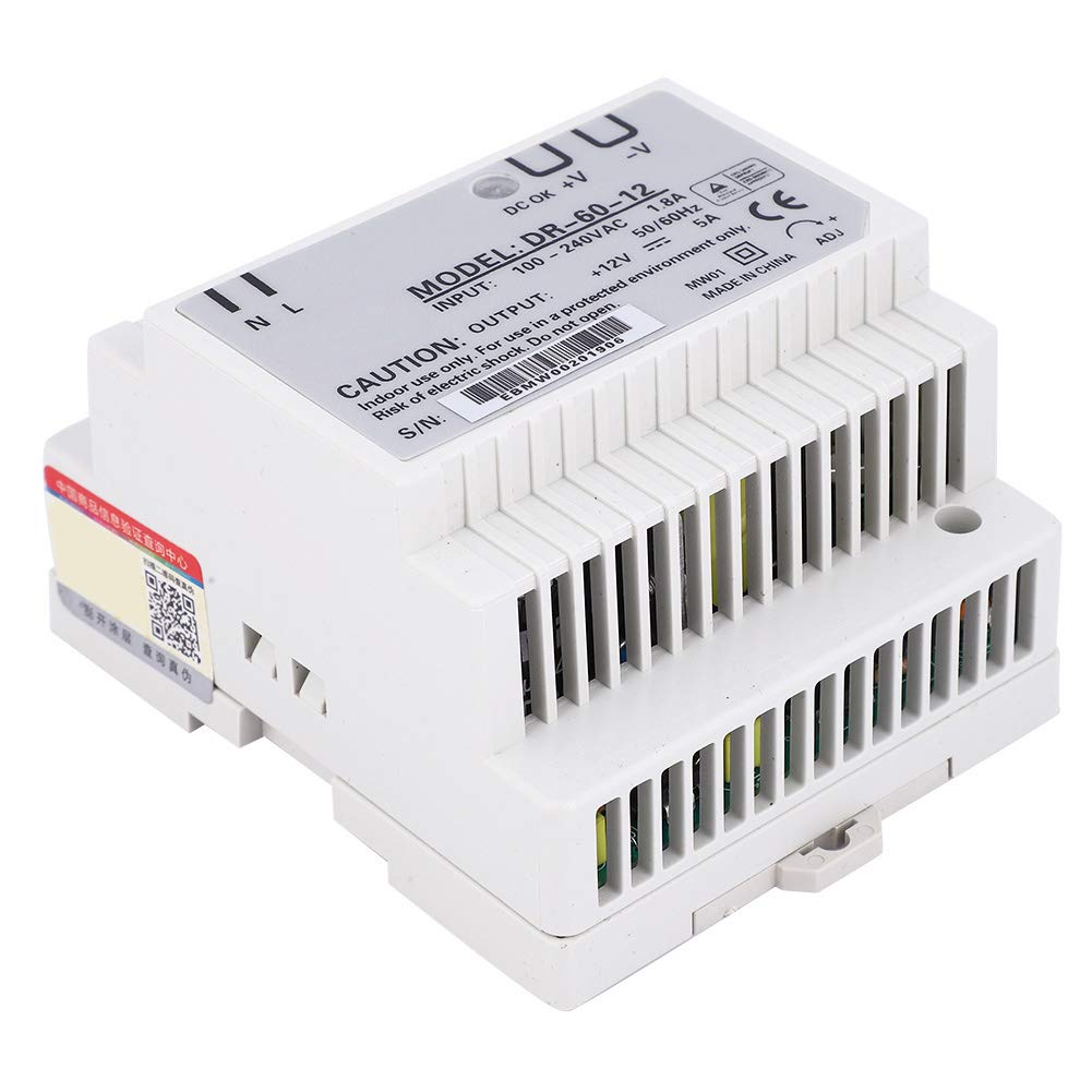 DR-60-12 Alimentation sur Rail DIN 100-240V 12V 5A 60W Sortie Unique Commutation PWM Source électrique Demi-Pont Sources de Signal Alimentation PWM pour Rail DIN(DR-60-12)