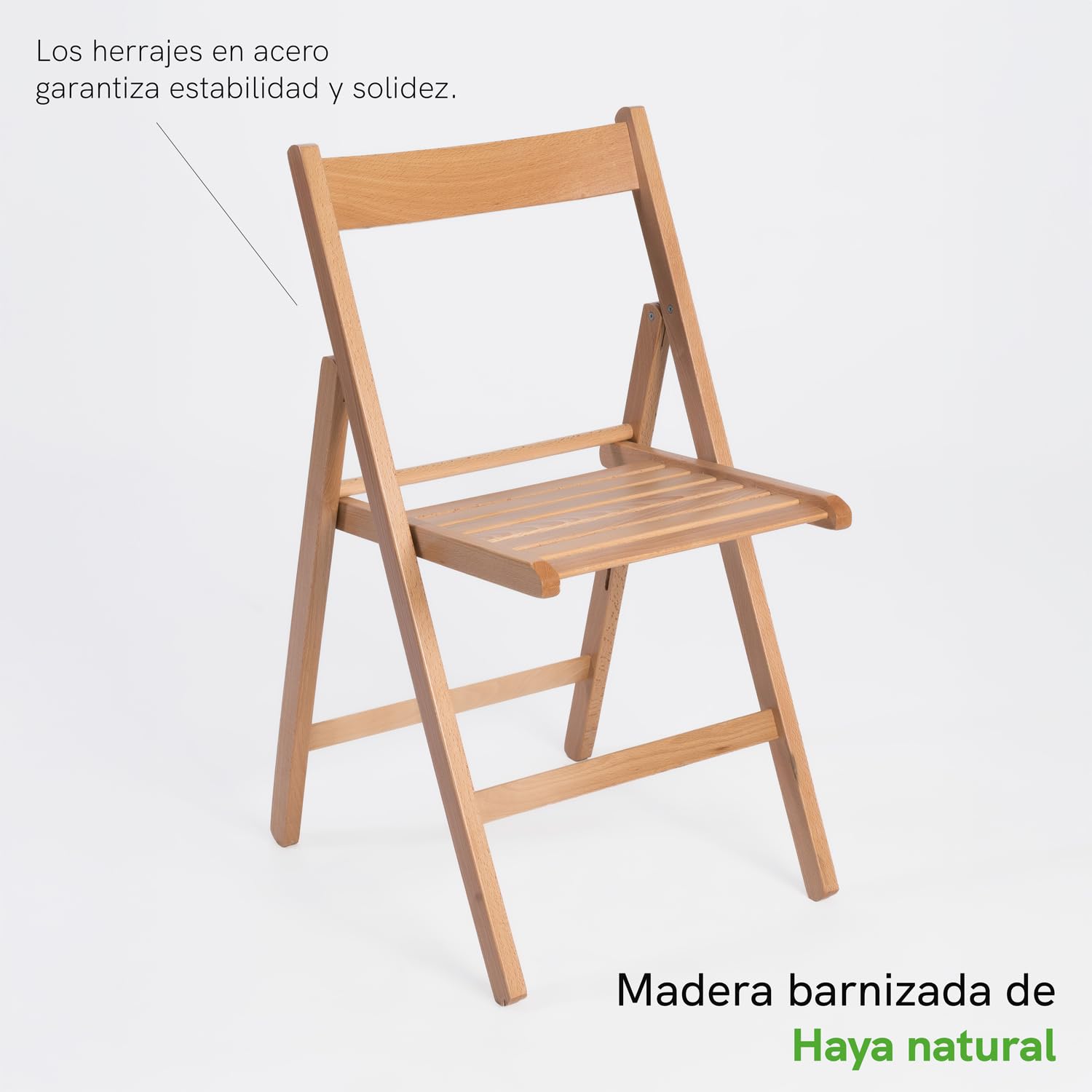 Set 2 Sillas Plegable De Madera, Exterior, Terraza, Jardín, Comedor, Ligera | Madera de Haya