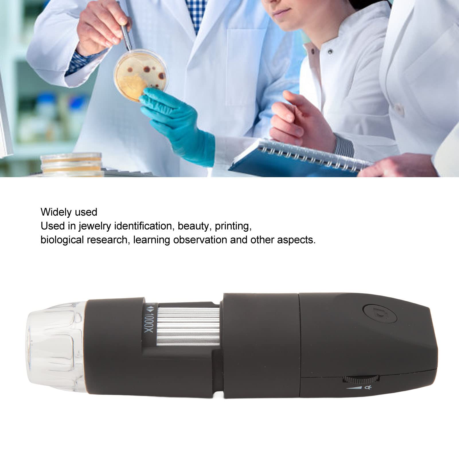 Cyrank Microscopio Digital USB, Microscopio Digital Electrónico De Mano Inalámbrico 50X-1000X 1920x1080P 8 Luces LED Microscopios De Bolsillo De Mano