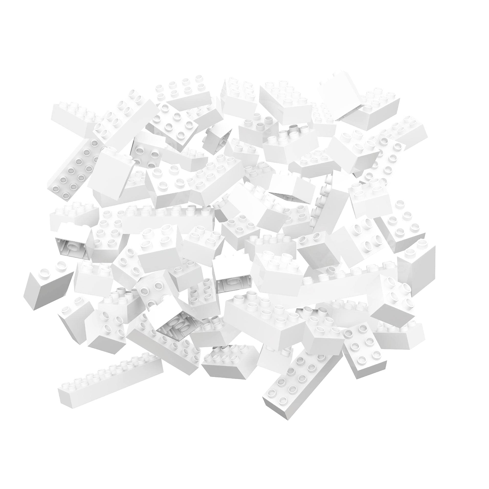 Hubelino #420602 - Set di 60 mattoncini da costruzione, colore: bianco, compatibile con grandi mattoncini di altri produttori, made in Germany