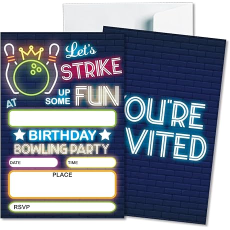 20 Bowling Birthday Party Invitations