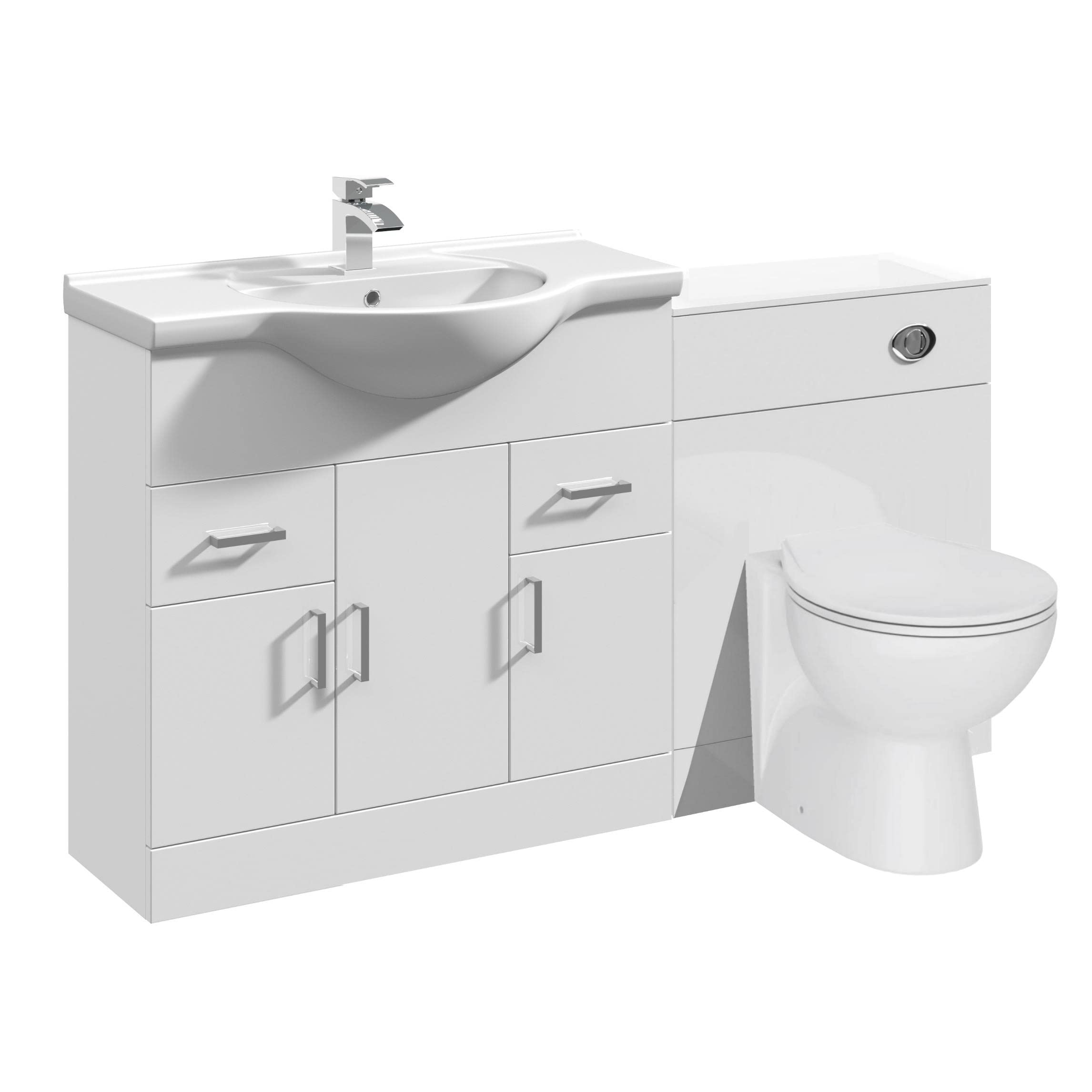 Buy VeeBath Linx White Bathroom Furniture Combination Set with Vanity Basin WC Toilet