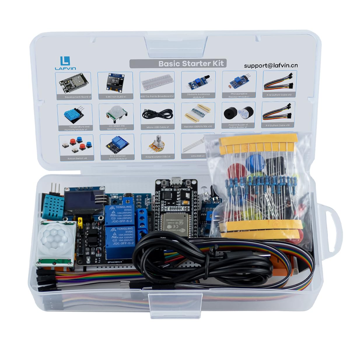 Lafvin Kit de démarrage de base pour carte de développement ESP32 ESP-32S WiFi I OT compatible avec Arduino IDE avec tutoriel