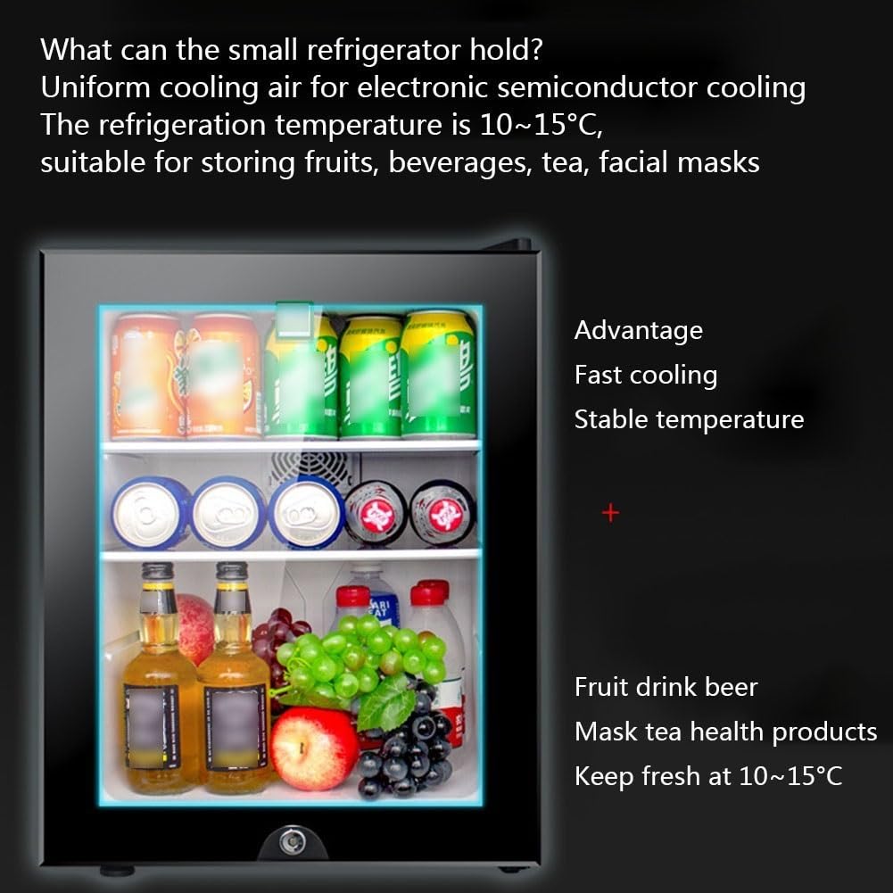 40L Mini Frigo Da Tavolo Frigorifero Per Bevande E Birra Autoportante Con Serratura Sotto Il Bancone Larder Con Raffreddamento E Calore Luce LED + Serratura E Chiave Per Alberghi, Camere Da Letto ( Co