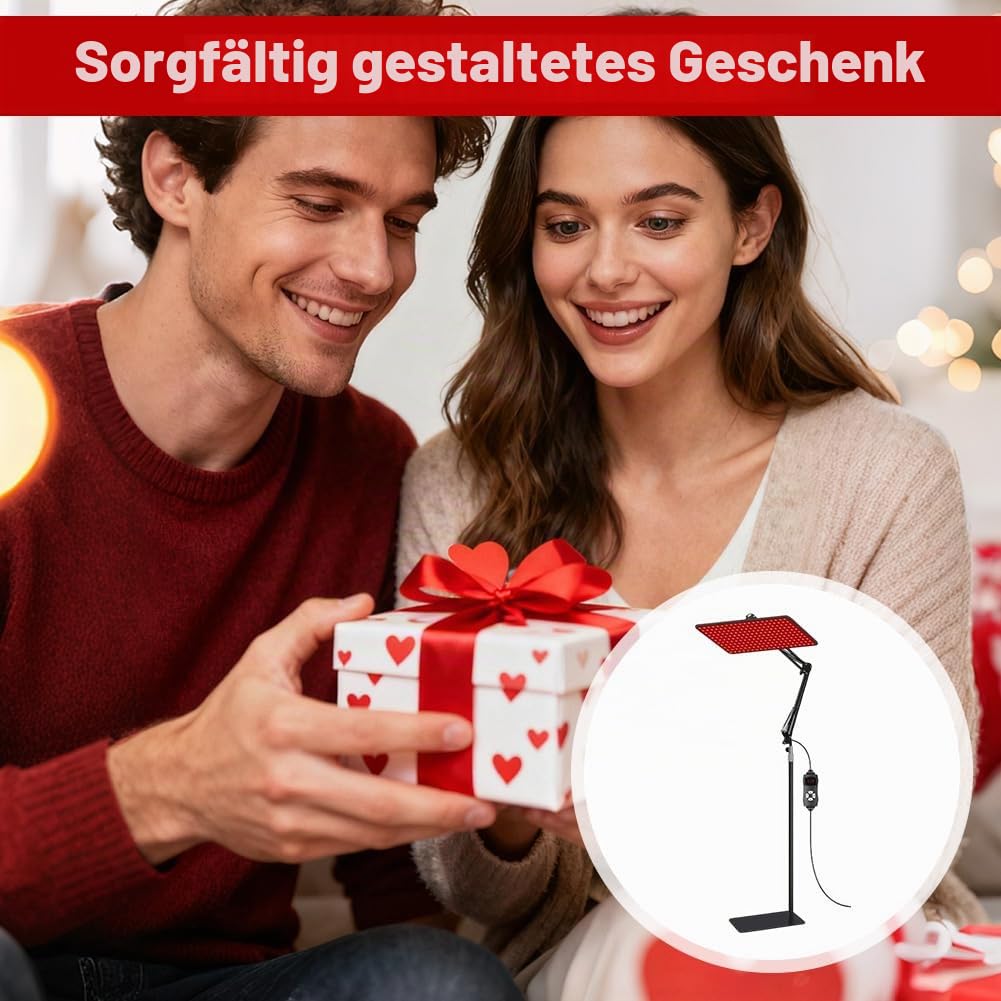 Rotlichtlampe für Körper & Gesicht,Infrarotlampe mit 200 LED & 5 Helligkeitsstufen, Tri-Wellenlänge (660nm 850nm 940nm) mit verstellbarem Ständer & Schutzbrille,Muskel- und Gelenkverspannungen lösen