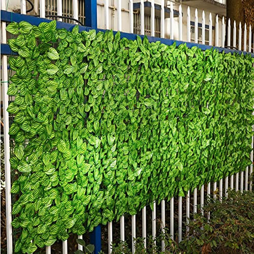 ZAQI Valla ocultacion Jardin seto, Barandilla De Cubierta Pantalla De Valla De Privacidad Ivy con Hojas De Sandía, Exterior Patio Balcón Jardín Yarda Piscina, con Bridas Cover