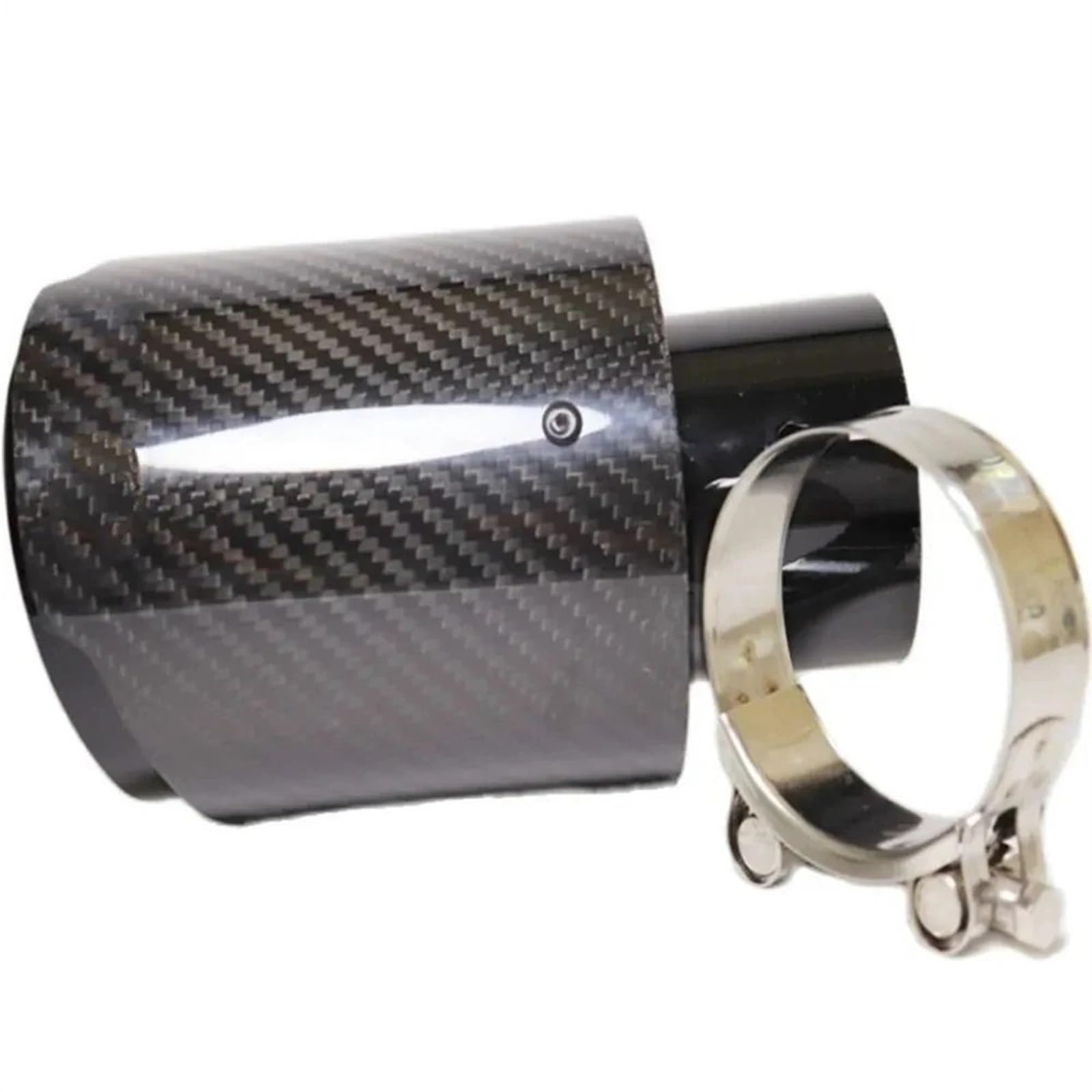 Car Silencer Uniwersalna końcówka tłumika z włókna węglowego, układu wydechowego, dysza prosta, nierdzewna, czarna(63MM IN 114MM OUT)