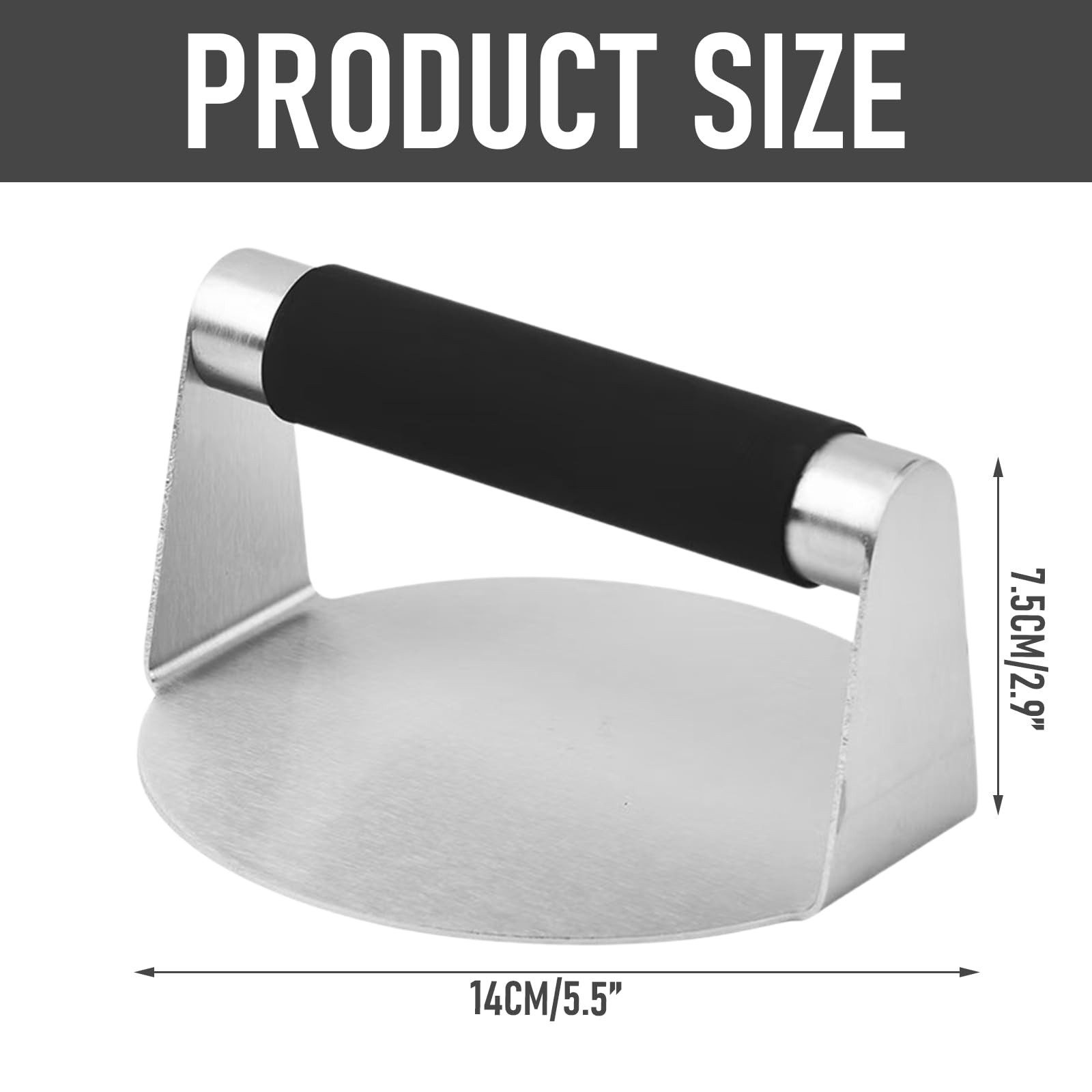 Smash Burger Pressa, 5,5 Pollici Pressa per Hamburger in Acciaio Inox Rotondi Stampo per Burger Antiaderente Smash Burger Pressa con Manico in Silicone per Panini Barbecue Hamburger
