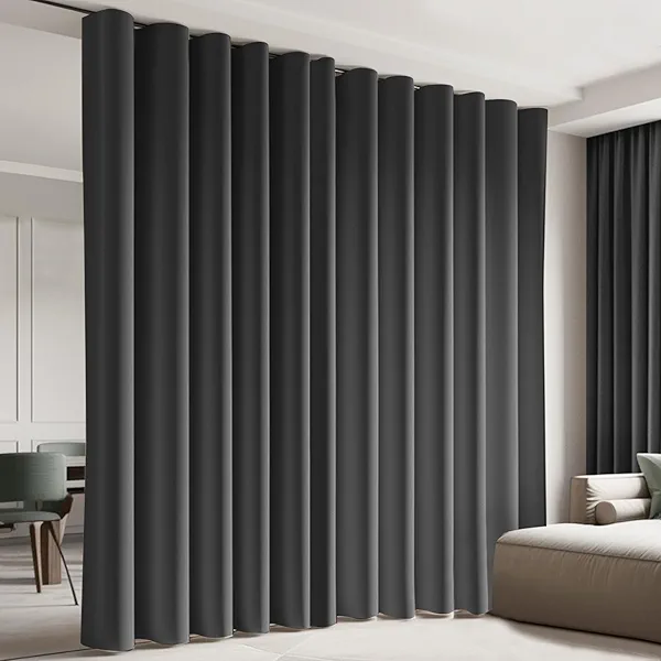 Cbsroro Room Divider Blackout Curtain Track Curtains Wall Dividers Panels Screen for Living Rooms Bedroom Office Privacy Partition Separation, W180 × L96 Inch,1 Panel, Black