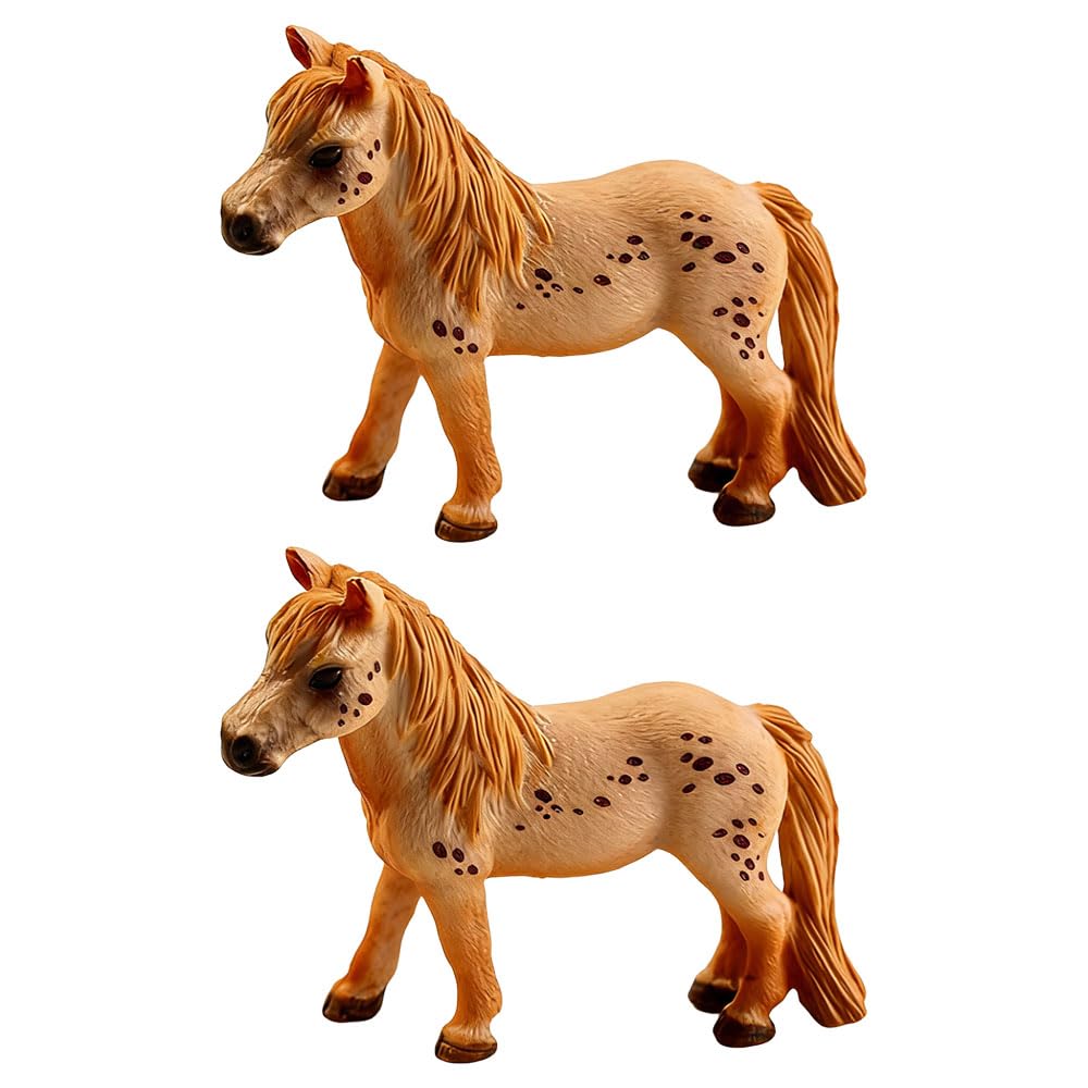 Jehoshaphat 2Pcs Realistic Icelandic Pony Figurines, Miniature Horse Replica, Fine Detailed Animal Statues for Tabletop Display, Interior Layout, Seasonal Diorama and Landscape Scene Arrangement