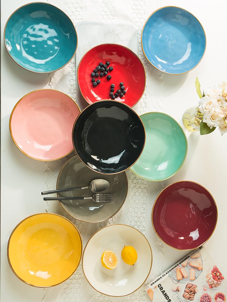 Talerze obiadowe Kreatywne ceramiczne miski w stylu skandynawskim do użytku domowego, odpowiednie do misek na zupę, miseczki na makaron, miski na warzywa, miski do sałatek owocowych, zastawa stołowa