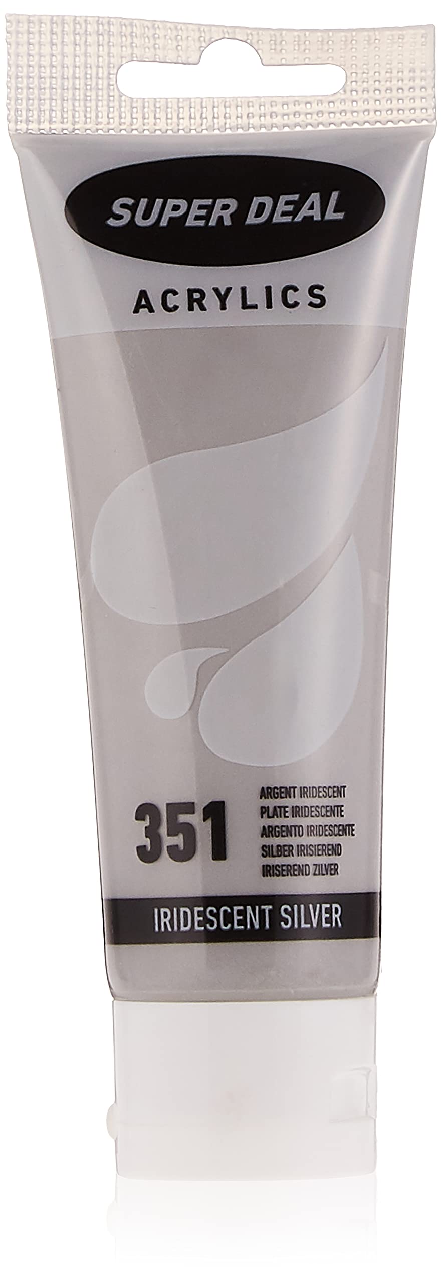 SUPER DEAL Acrylic Color Paint Tube 75ml Iridescent Silver, SD 4212-351