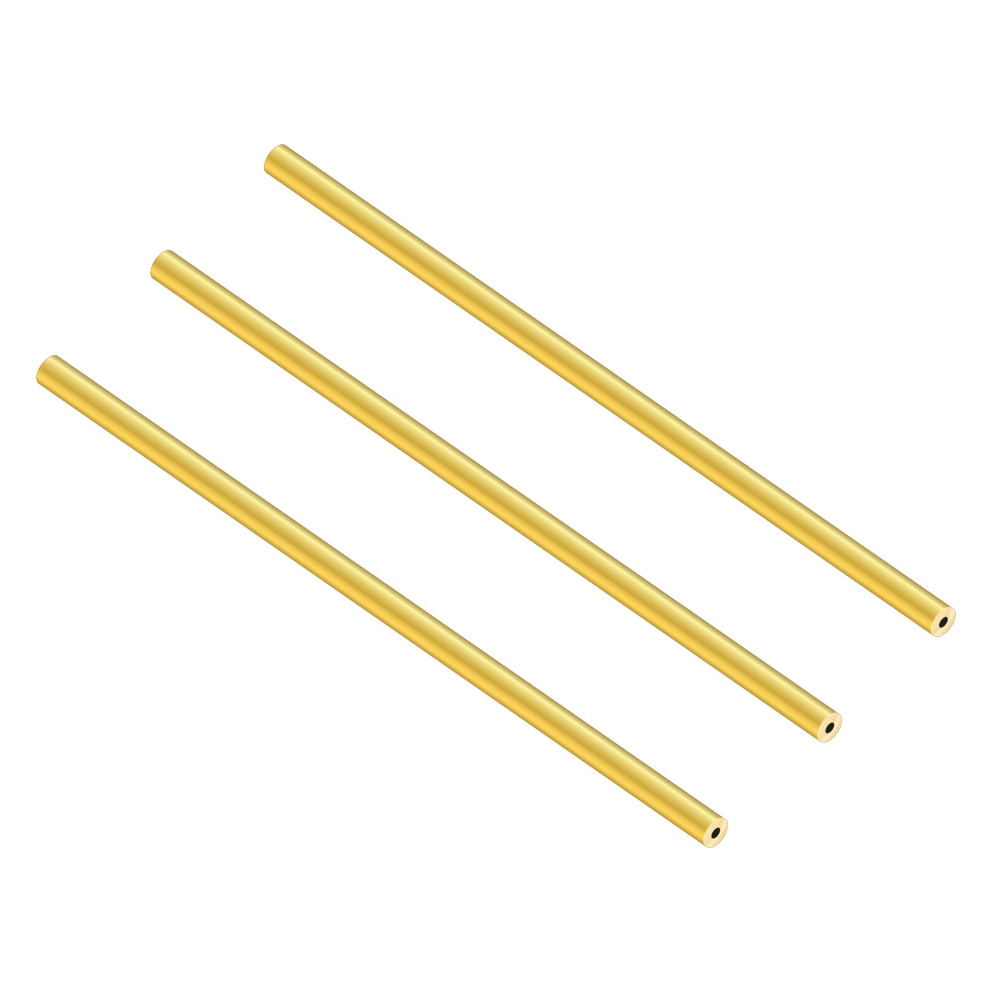 LAVMHAB Round Brass Tube 3.5mm OD x 1.0mm Wall Thickness x 200mm Length, Seamless Round Brass Pipes Tubing for DIY Craft (3 Pcs)
