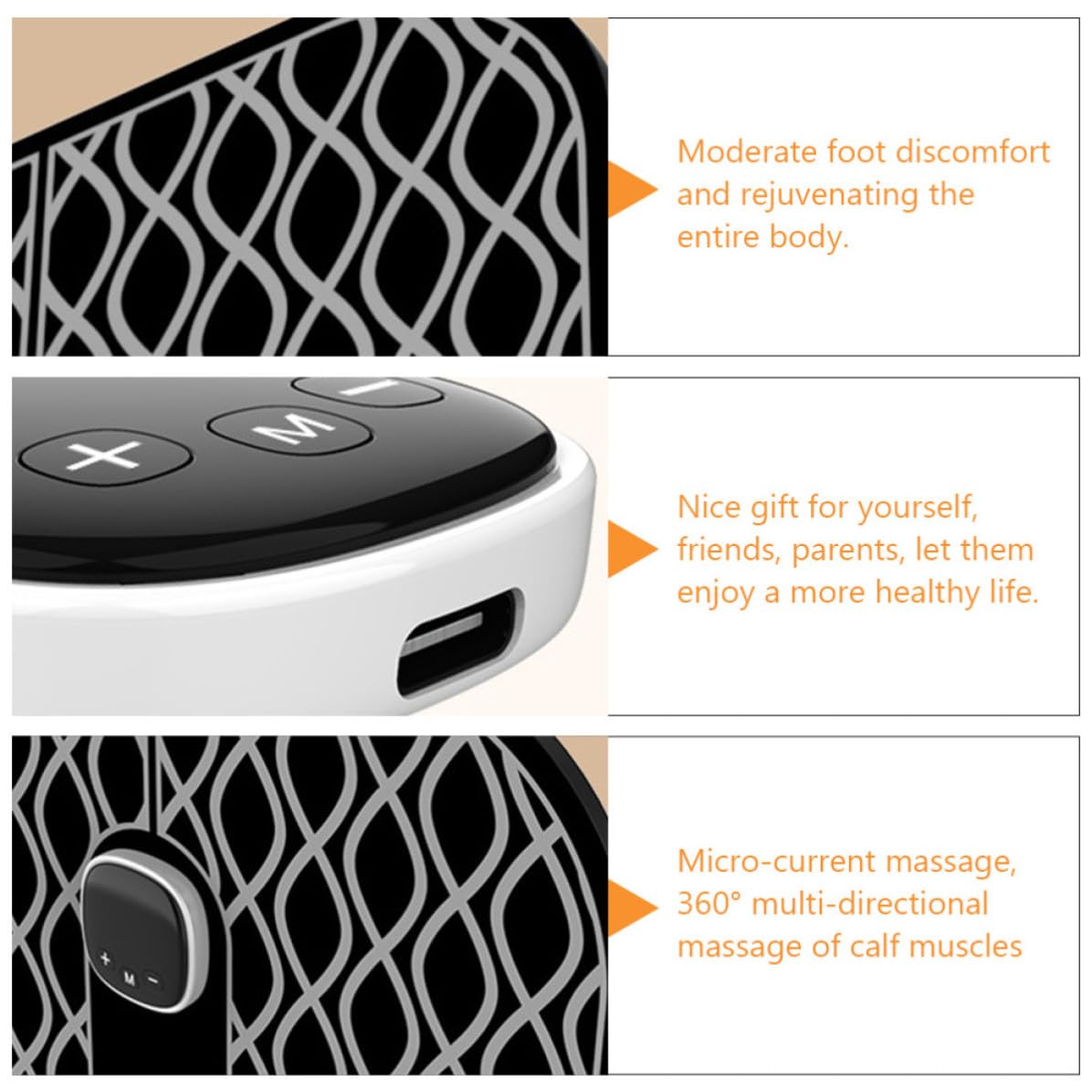 Tragbare Fußmassagematte mit 360° Massage, Leicht, Schwarz