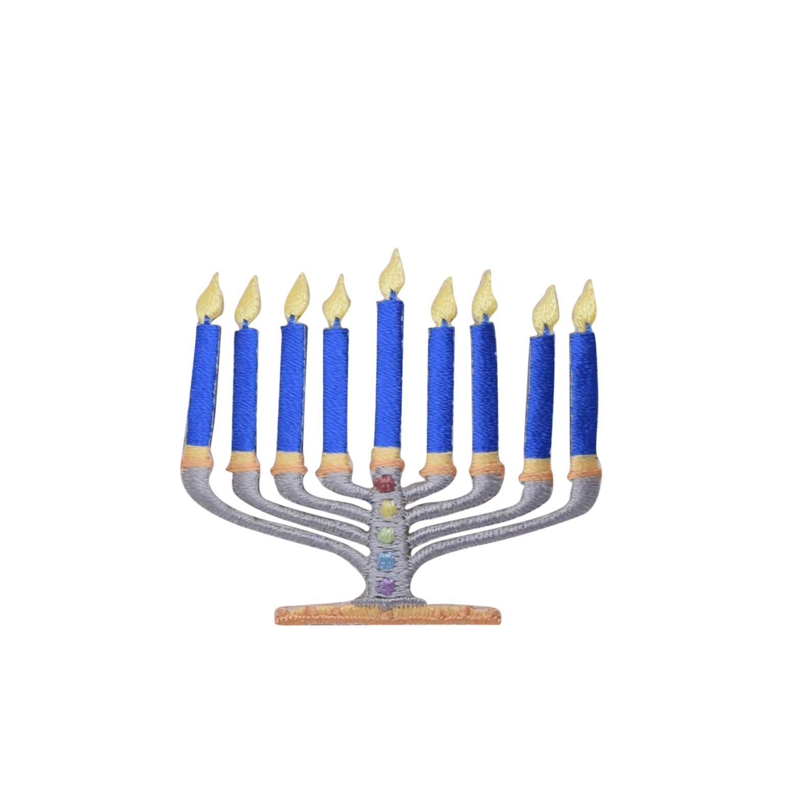 Hannukah Jewish Menorah Candles Embroidered Iron on Patch