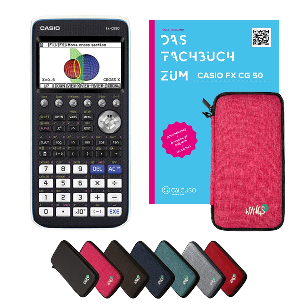 Casio fx-CG50 Incl. Funda Protectora Rosa y Libro especializado (92 páginas, DIN A4) – Calculadora gráfica – Smart Set (Alemán)