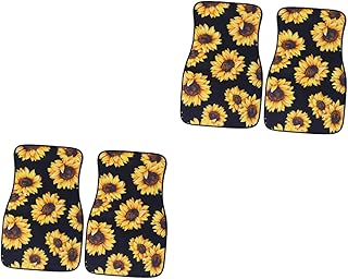 Wakauto 4 Peças Tapete De Carro Acessórios De Flores Tapete Antiderrapante Porta + Tapete Tapetes Para Carros Para Mulheres Acessórios De Carro Acessórios De Carro Em Geral Tapete De