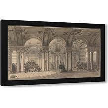 Louis Jean Desprez 24x16 Black Modern Framed Art Print Titled Somerset House, the Strand Vestibule