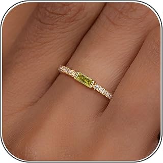 Birthstone Gold Rings for Women 14K Gold Plated Stackable Ring | Non Tarnish Eternity Rings Dainty CZ Gemstone Engagement Rings Wedding Band Jewelry Gifts Size 4-10
