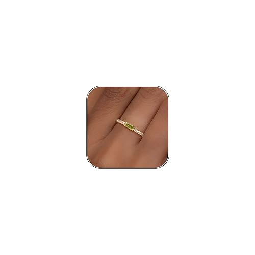 RLMOON Birthstone Gold Rings for Women 14K Gold Plated Stackable Ring | Non Tarnish Eternity Rings Dainty CZ Gemstone Engagement Rings Wedding Band Jewelry Gifts Size 4-10