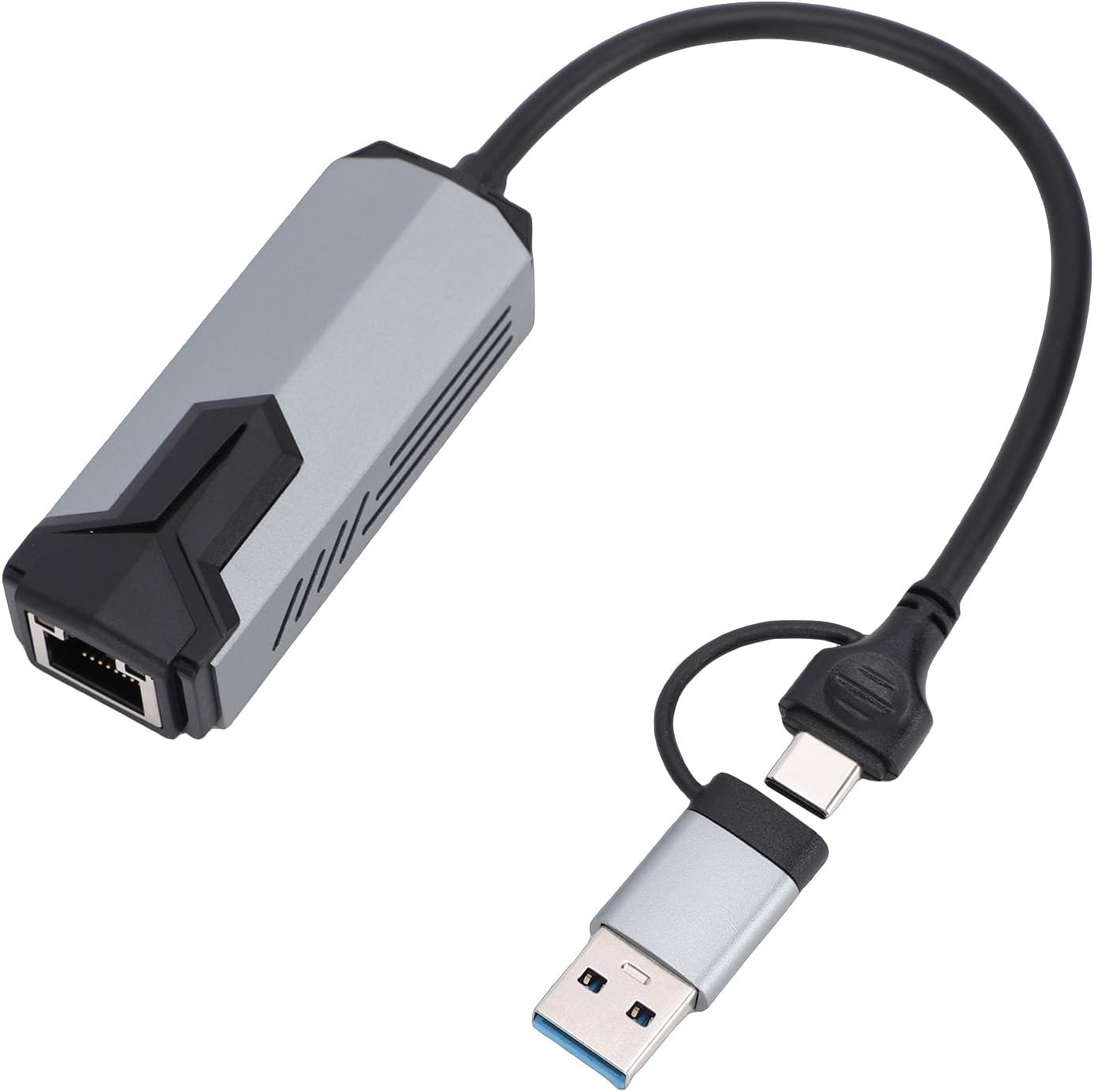 Jiawu USB to Ethernet Adapter, 5Gbps High Speed Type C to RJ45 Network Converter 2 in 1, RJ45 Gigabit Network Hub for Laptop Tablet