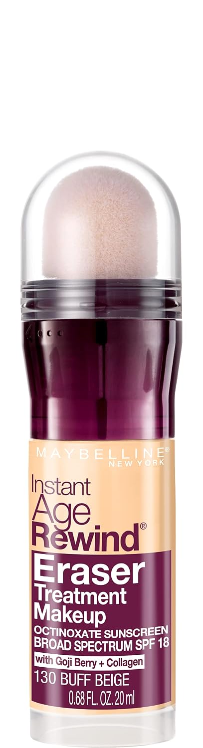 Maybelline New York Instant Age Rewind Eraser Treatment Makeup with SPF 18, Anti Aging Concealer Infused with Goji Berry and Collagen, Buff Beige, 1 Count