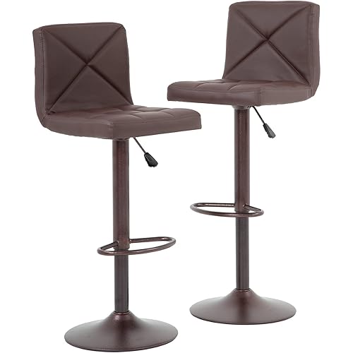 BestOffice Counter Height Bar Stools Set of 2 PU Leather Modern Height Adjustable Swivel Barstools Hydraulic Chair Bar Stools