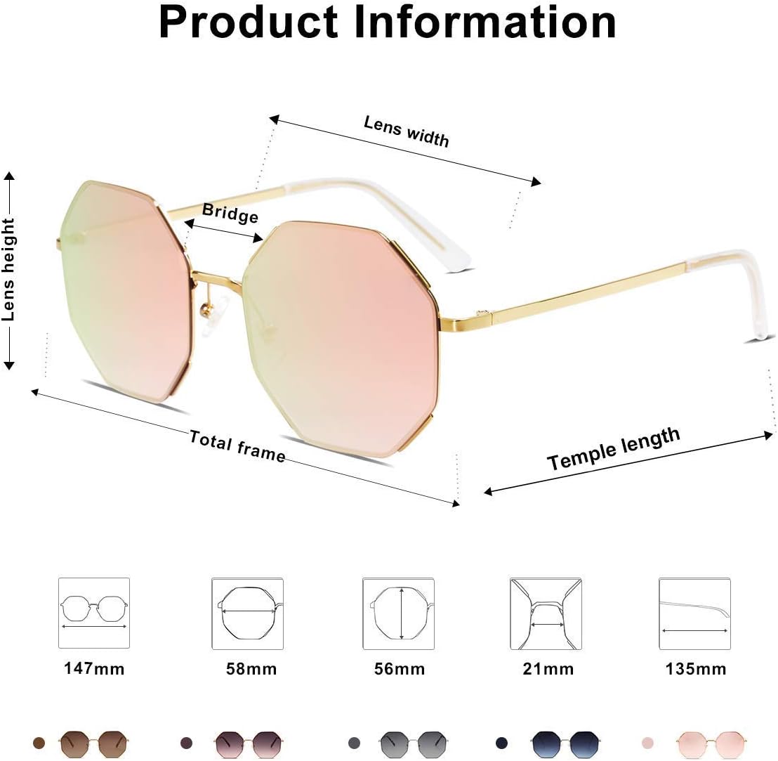 SOJOS Sunglasses for Women Men Classic Retro Polygon Shades UV400 - Image 5