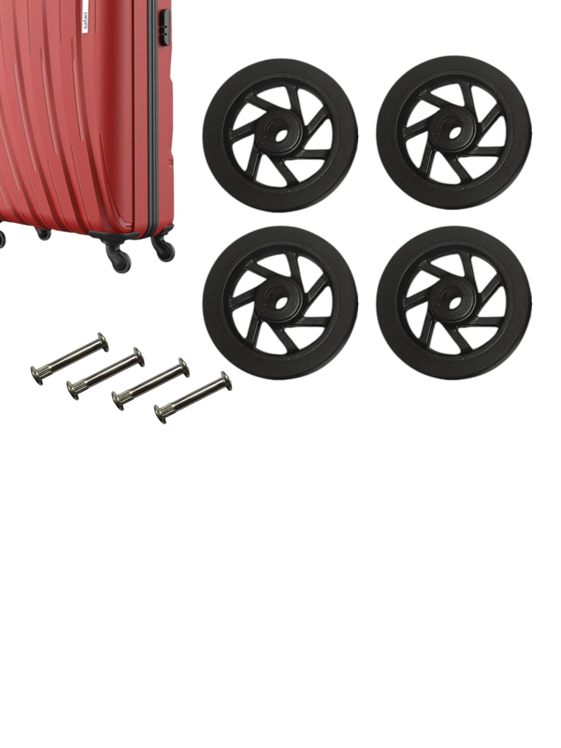 Luggage Wheel Replacement Kit, Black Plastic Suitcase Wheels with Chrome Axles, Sets Complete Repair Parts with Installation Hardware for Travel Bags and Cases (4, NAVY BLUE, 4.5CM)-image-21