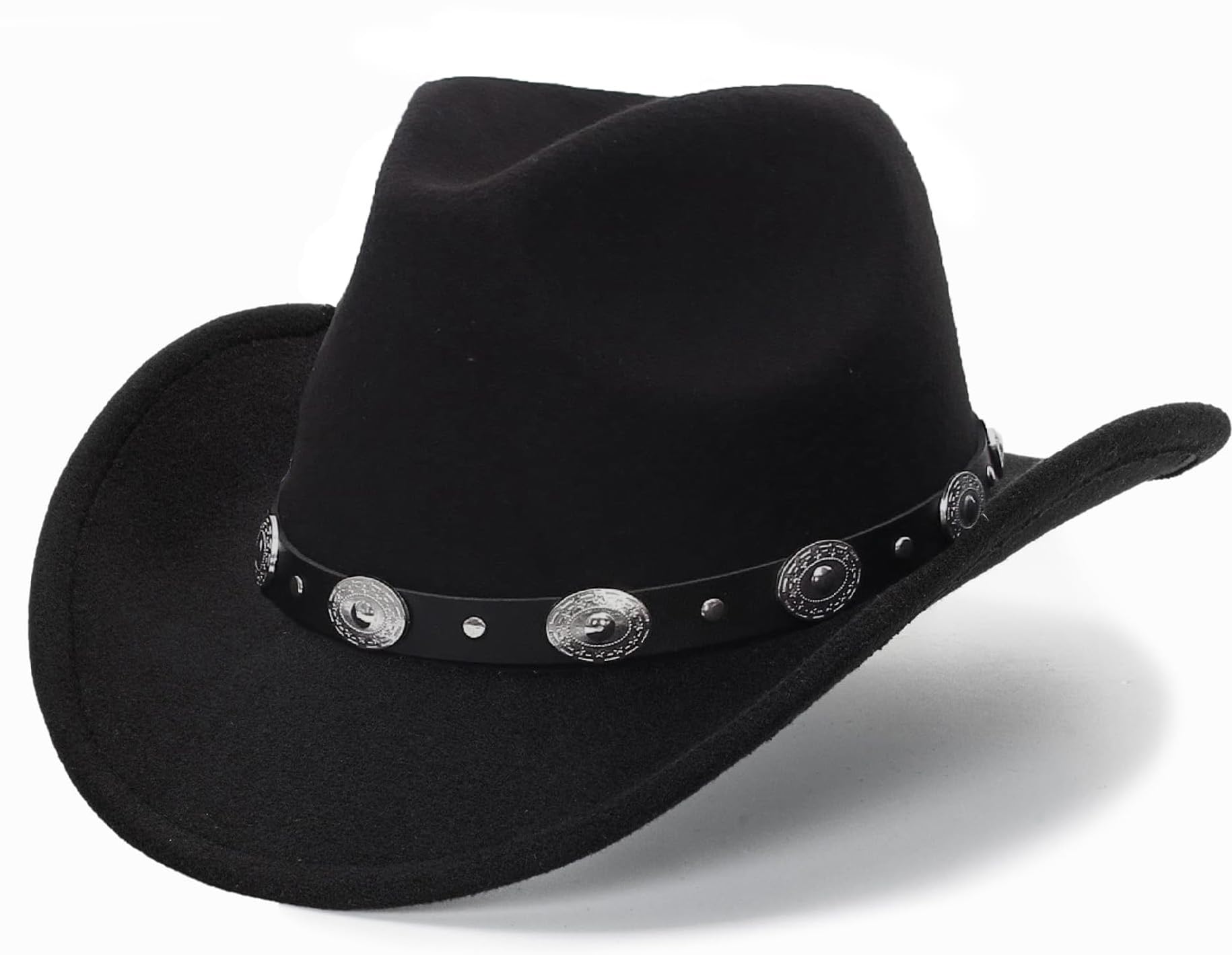 Western Cowboy Hat for Men Women Classic Fedora Hat with Buckle Belt (Size:M-L)