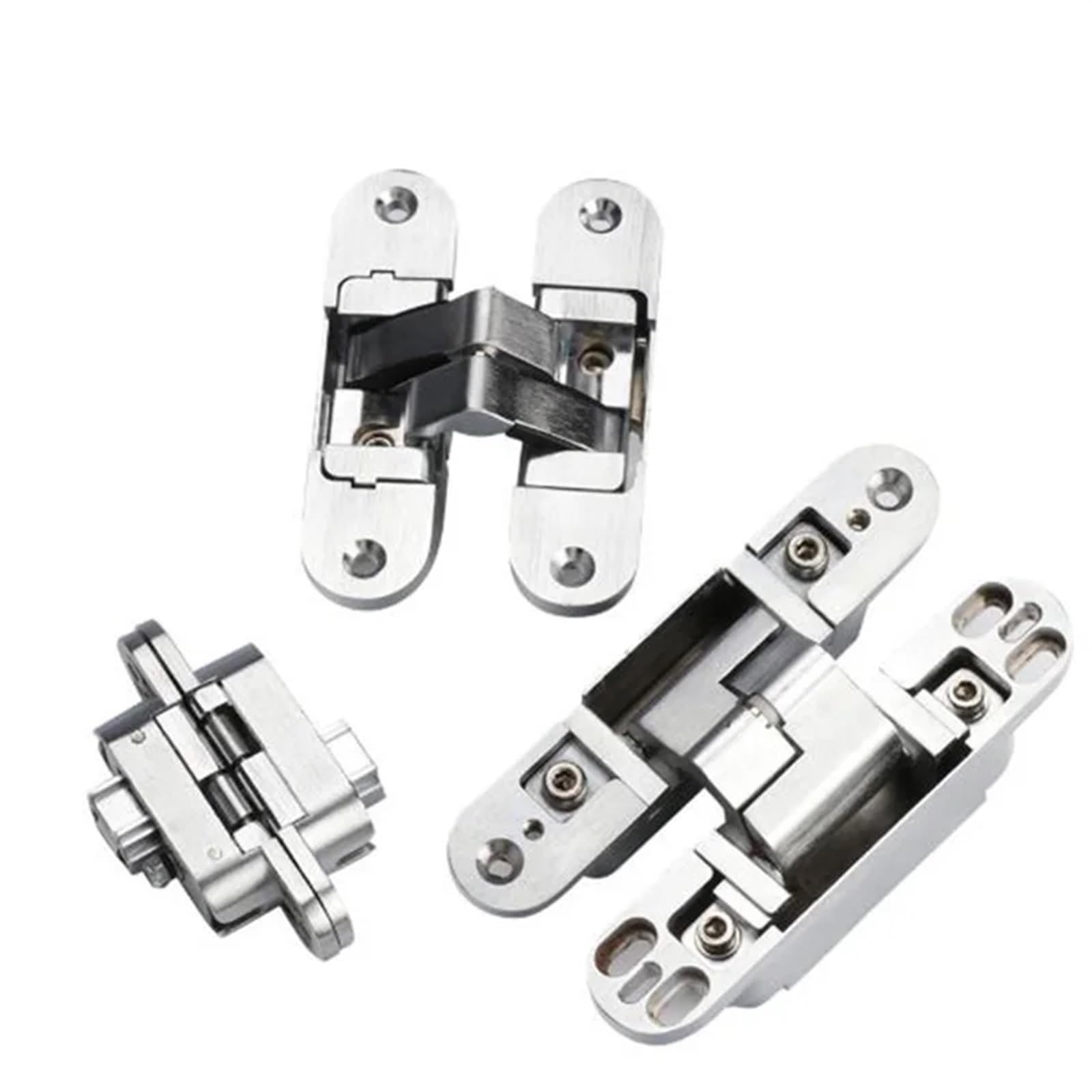 2Pcs 180 Degree Concealed Cross Door Hinges Zinc Alloy Invisible Hinge for Gate Door Cupboard Furniture Hardware Set(139x29)