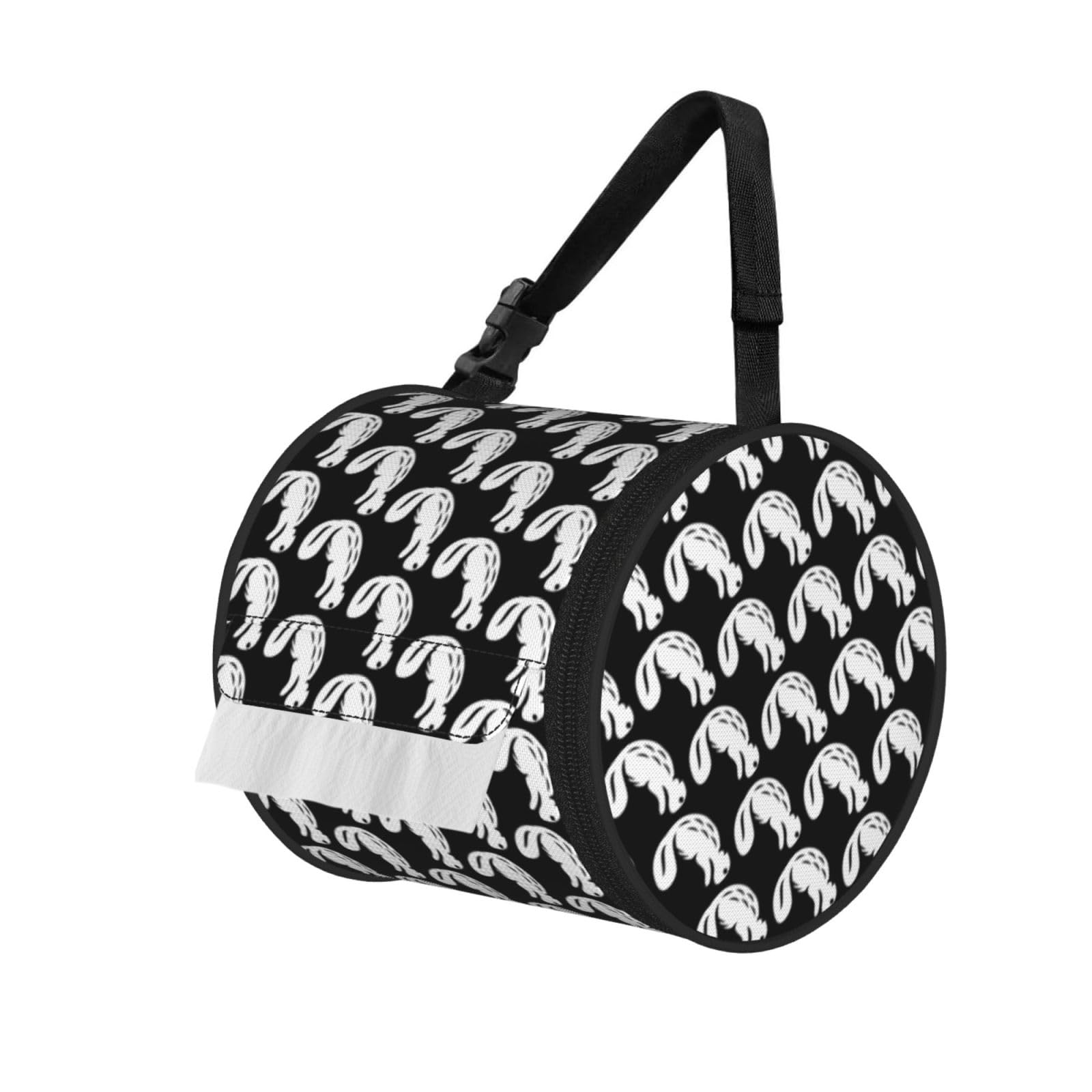 Black Beaver Printed Roll Paper Carrier Bag, Foldable Oxford Cloth Tissue Case for Camping Hiking Backpack