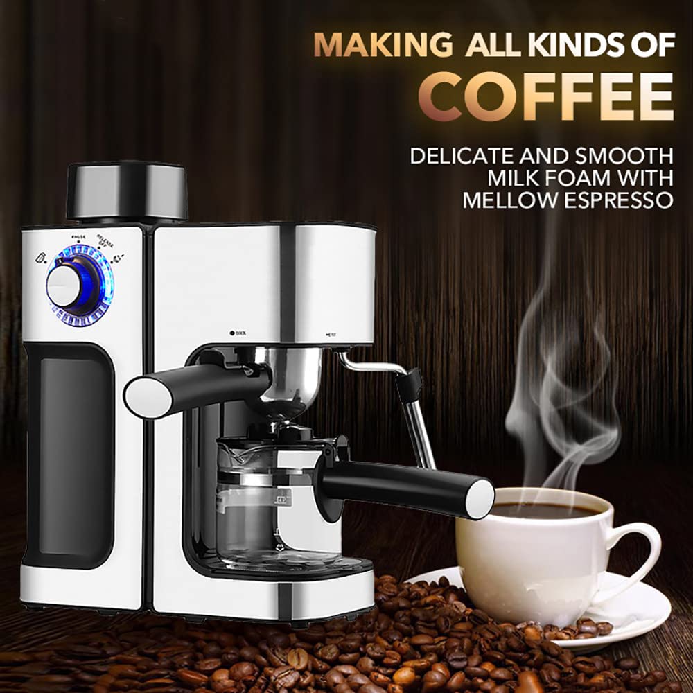 Ekspres do kawy, 5 barów półautomatyczny domowy włoski ekspres do kawy z spieniaczem do mleka, do cappuccino, macchiato, americano, zbiornik na wodę 240 ml(