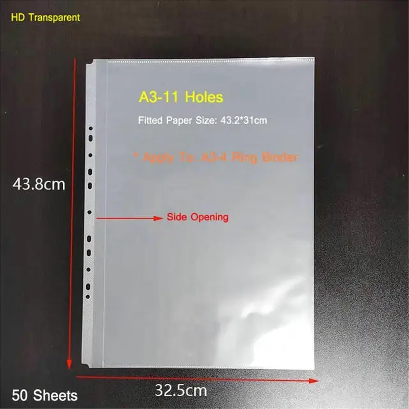 Cartella A3 a 4 anelli for raccoglitore da 2 pezzi for l'archiviazione di documenti ad con maniche trasparenti HD per Casa, Ufficio