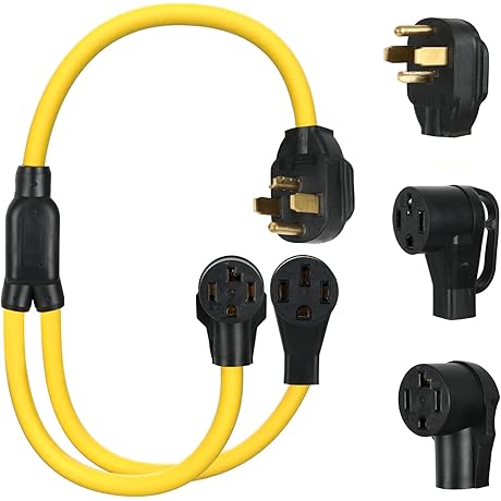 NEMA 14-30 EV Dryer Splitter - 4 Prong 14-30 Male to 14-30 14-50 Female