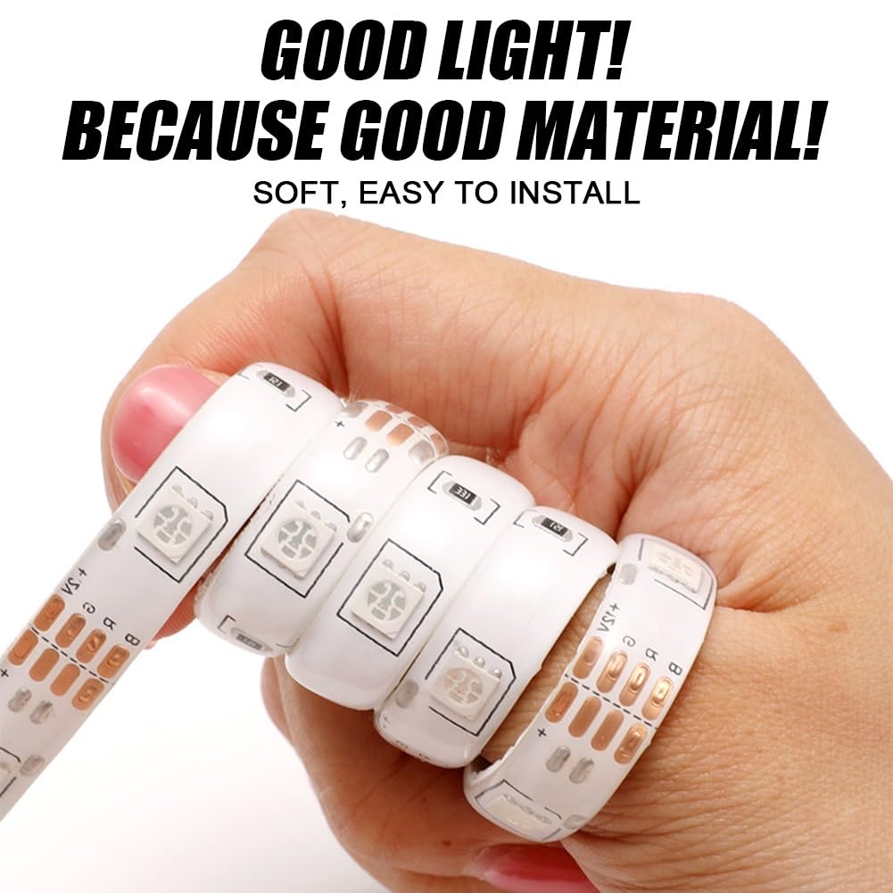 Tiras Luces Led Con Mando A Distancia Tiras Luz Led Impermeables 16.4ft/32.8ft LED TV Tira De Luz Ambiental Mando A Distancia Por Infrarrojos De 44 Teclas 16 Millones De Colores A Elegir(Bare Board,10