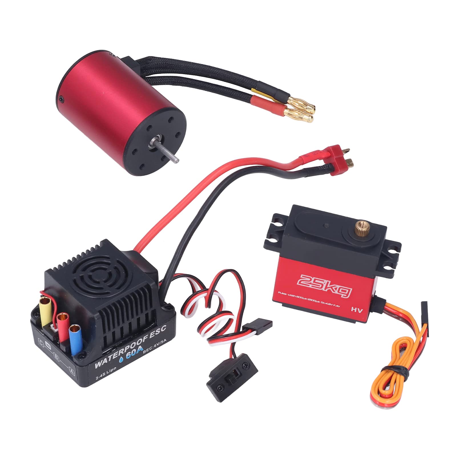 Bless S3650 5200 KV Zestaw silnika RC o wysokiej wydajności 60 A ESC i 25 kg przekładni stalowej, 4-biegunowy 12 gniazd do samochodu RC 1/10 1/8,