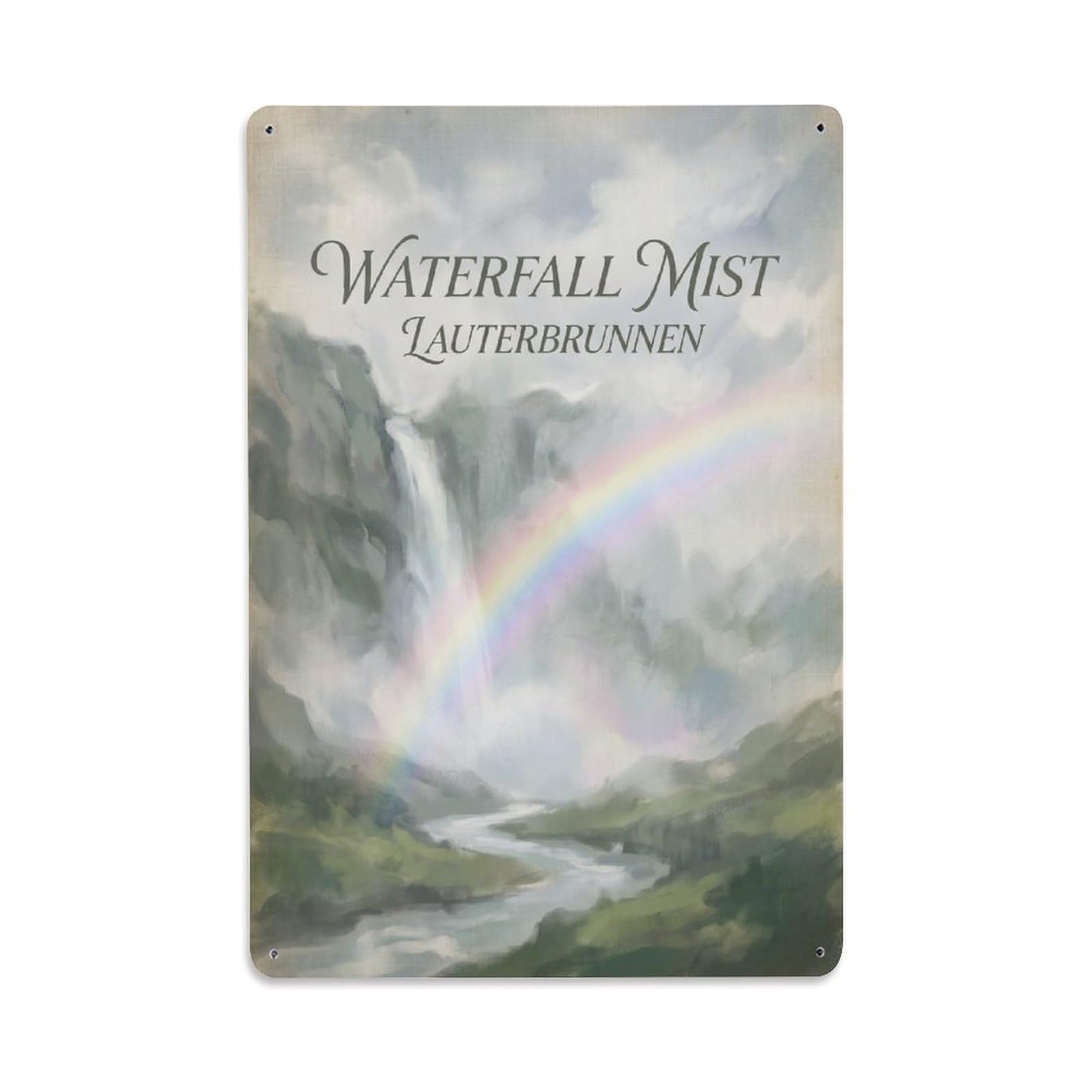 Gead 8X12inch Style Vintage Travel Switzerland Waterfall Mist Metal Tin Sign