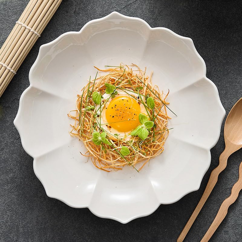 Platos Llanos platear de ensalada, postre, platear de cerámica, platear de verduras, platear de sopa de pétalos caseros, platear de cena simple, platear creativo Platos de Ensalada(10inch)