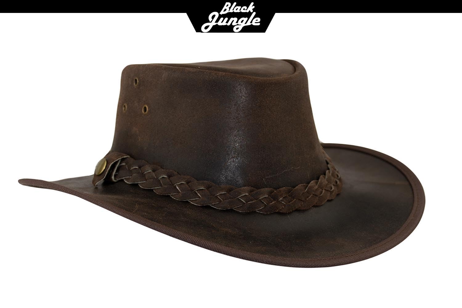 Black Jungle - Bulat Chapeau en Cuir Western Chapeau de Cow-Boy Australien