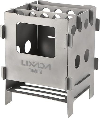 Estufa de leña portátil, portátil, de titanio, ligera, plegable, estufa de bolsillo, estufa de bolsillo, para acampar al aire libre, cocina, picnic, disponible en Yaxa Costa Rica